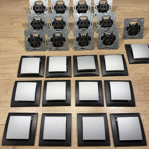 Hager Berker S1 Single Wall Switches with Frame and Button, 13 pcs, like new