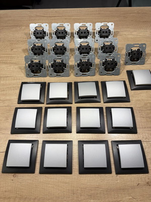 Hager Berker S1 Single Wall Switches with Frame and Button, 13 pcs, like new