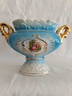 Vintage vases set of 3 from Italian ceramics in baroque style like new