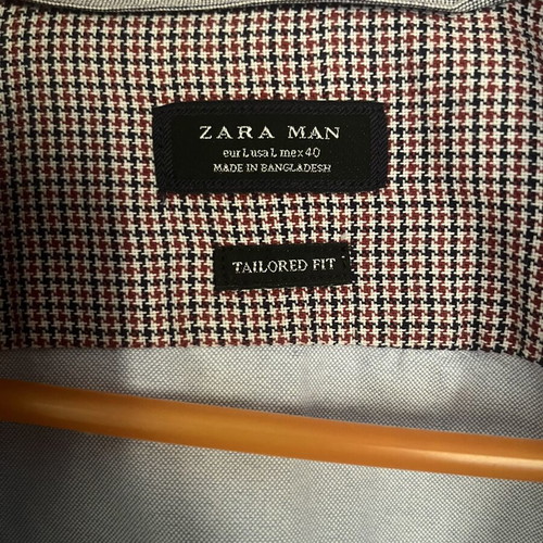 Zara man blue shirt with grey elbow patches, size L
