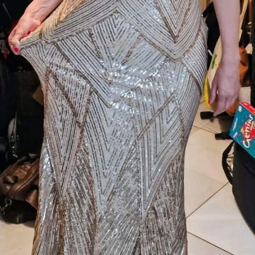 Gold long evening dress with sequins new Shein size L