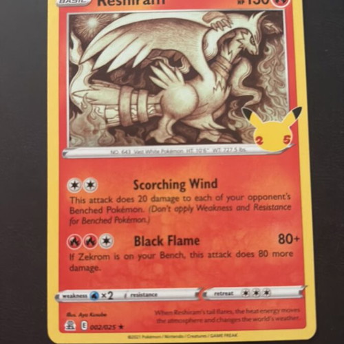 Pokemon Reshiram Celebrations 25th Anniversary Holo Rare card new
