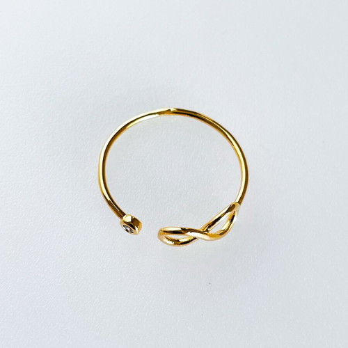 Gold adjustable infinity ring with zirconia new