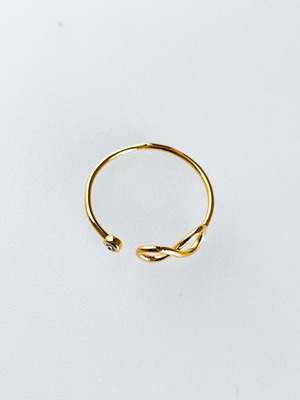 Gold adjustable infinity ring with zirconia new