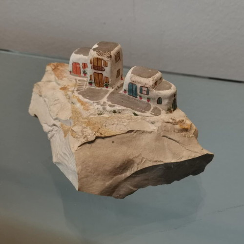 Handmade souvenir used on natural volcanic stone