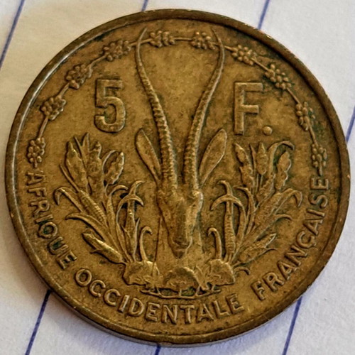 5 Francs 1956 coin like new, French West Africa