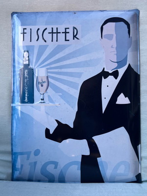 Metal Fischer Advertising Sign like new, 40x31 cm