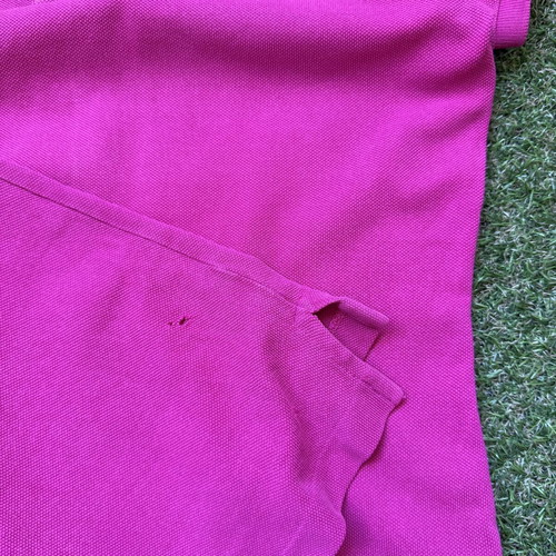Ralph Lauren pink polo shirt women's used, size S, small hole repaired