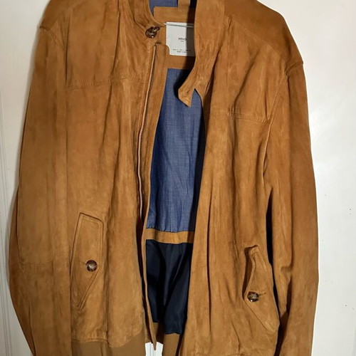 Mango Men’s Bomber Jacket Real Suede New XL