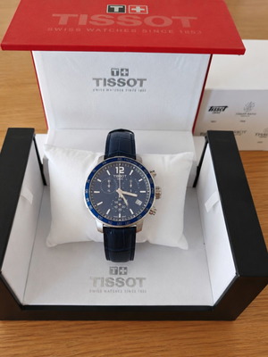 Tissot Quickster Chronograph men's watch, blue dial, leather strap