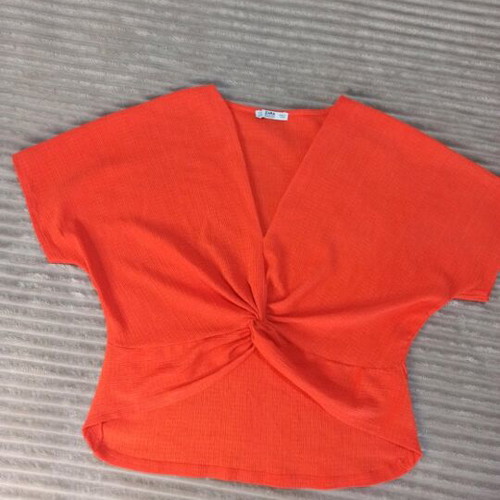 Zara crop t-shirt orange like new, size S