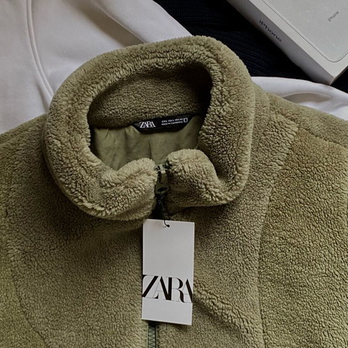 ZARA Fleece Jacket new, size L, khaki