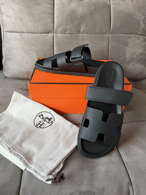 Hermes ανδρικές παντόφλες μαύρες μέγεθος 43 και 44