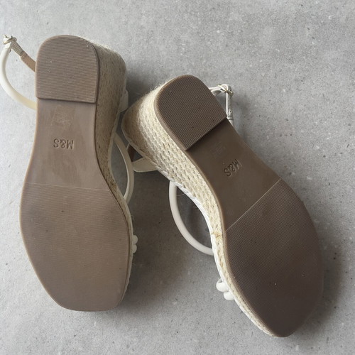 Marks & Spencer women's platform sandals, 10cm heel, white beige