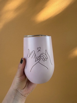 Thermal cup used pink with minimal design and wear