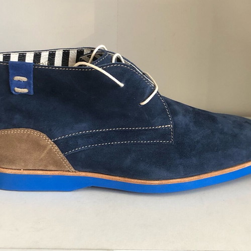 Floris Van Bommel shoes new, blue, natural suede, boots