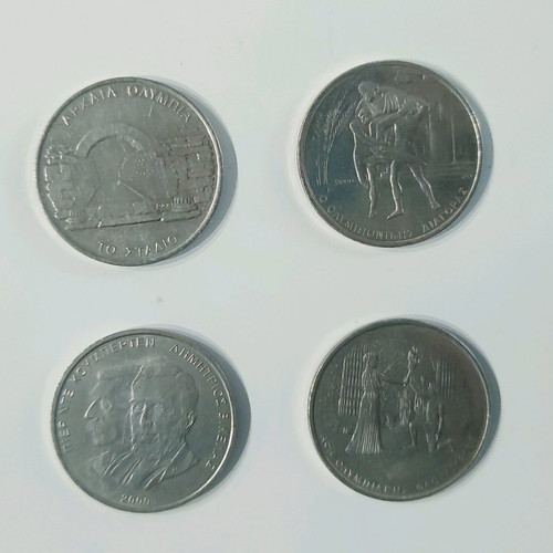 500 Drachma Coins Athens 2004 used, pack of 4 Olympic