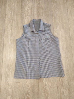 Vaude sleeveless shirt women's size M 38 like new, grey and blue