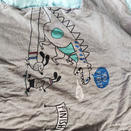 Energiers boys' long-sleeve shirt used, size 8 years, white and gray