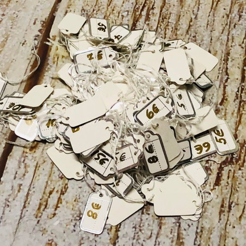 Price tags used, pack of 206, silver color