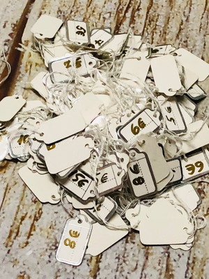 Price tags used, pack of 206, silver color