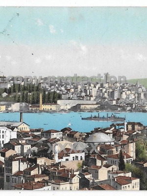 Postcard Constantinople Pera and Keratios Gulf used, old collectible