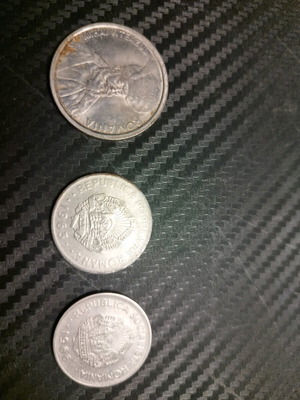 Romanian lei coins used, 100 lei 1992 and 1 leu 1963, 1966