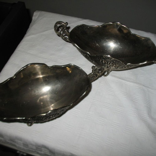 Old silver-plated carved fondantière used