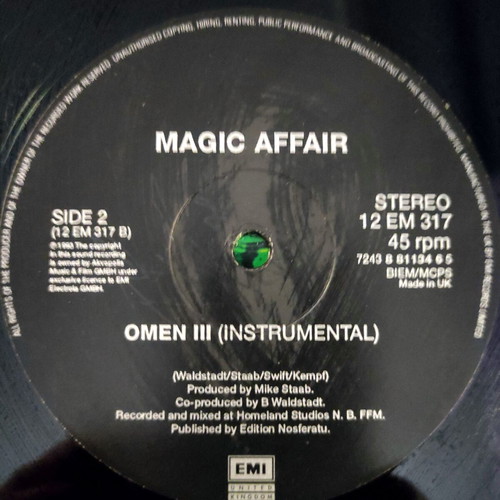 Magic Affair Omen III 12'' Vinyl Maxi Single 1994 used