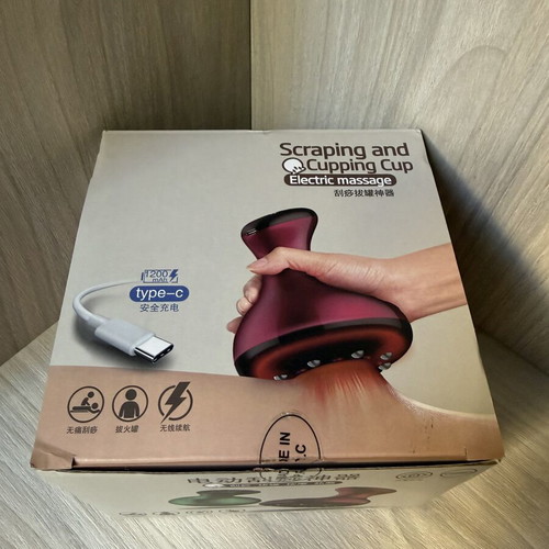 Electric body massage device with cupping and heating