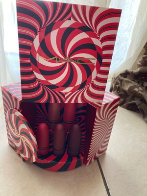 Mac lipstick set used, powder kiss matte texture