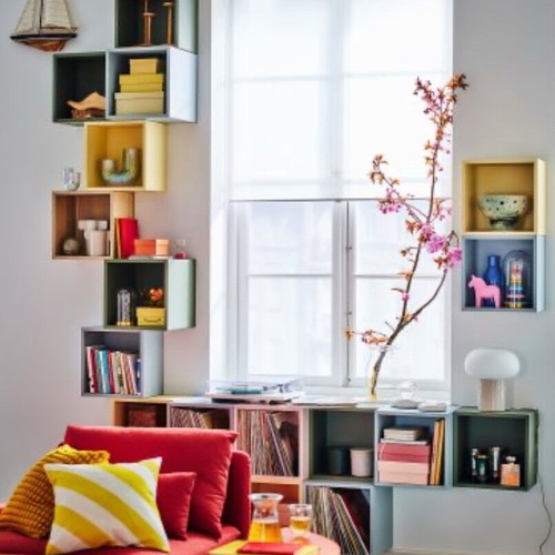 IKEA wall cube shelf used, orange
