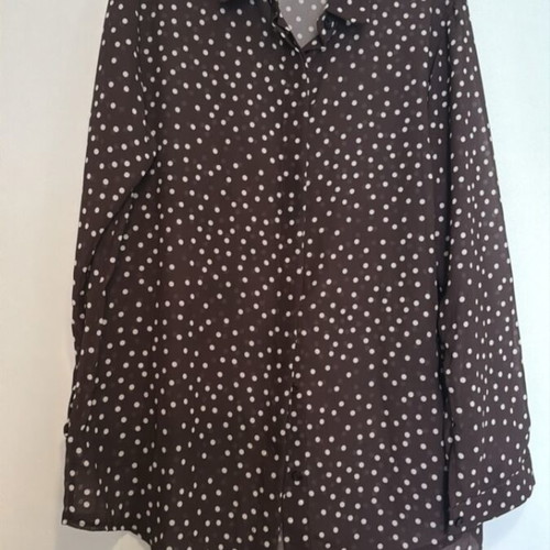 Brown polka dot semi-transparent shirt like new, one size