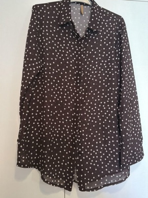 Brown polka dot semi-transparent shirt like new, one size