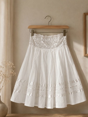 White romantic style skirt like new, sizes S/M, lace details