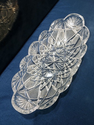 Crystal antique cut elongated bowl like new