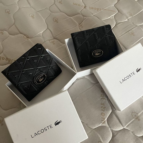 Lacoste Wallet new, black with embossed geometric design