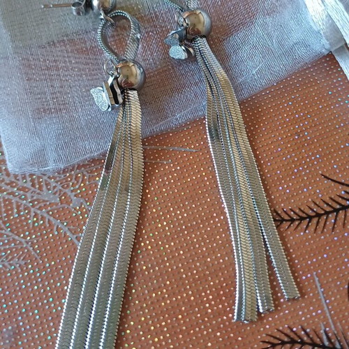 Long stainless steel earrings with decorative butterfly new