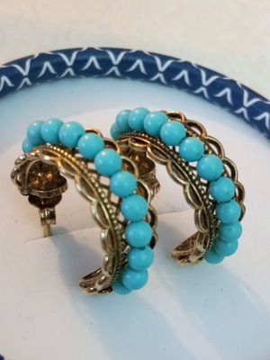 Silver 925 earrings gold plated with turquoise used