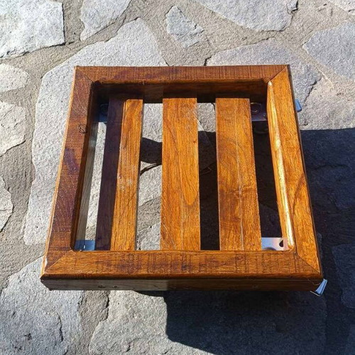 Wooden Chestnut Plant Pot Base 32x32cm with Optional Wheels