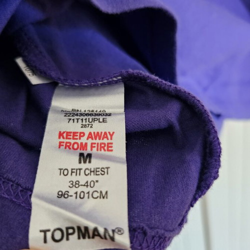 TopMan men's T-shirt with print, purple and white, size M