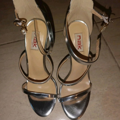 Nak silver sandals like new, size 36, 12cm heel