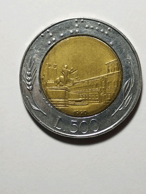 500 Lire 1990 Ιταλικό διμεταλλικό νόμισμα μεταχειρισμένο