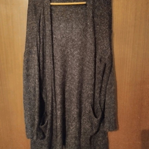 Knitted cardigan XXL with pockets used, gray and brown