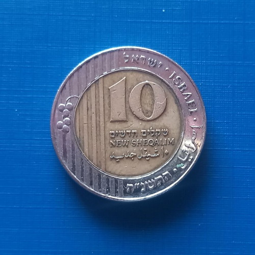 Israel 10 New Sheqalim 1995 bimetallic coin like new