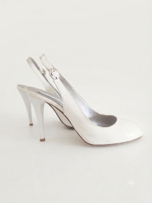 J. Bournazos Slingback Peep Toe Shoes used, ivory, size 38