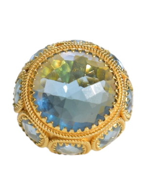 Rebecca gold-plated cocktail ring with blue quartz size 56 like new