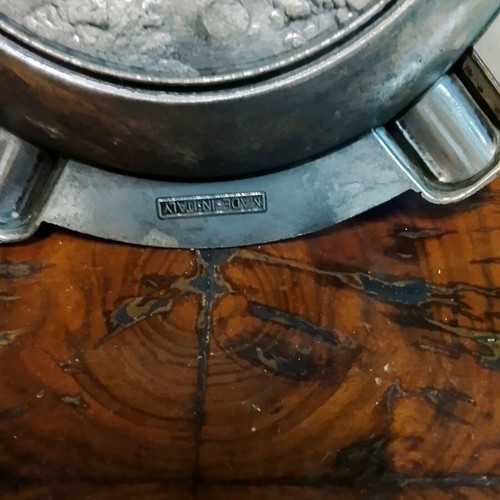 Metal ashtray old used, 20cm diameter with minor wear