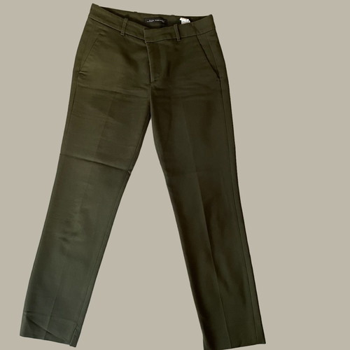 Zara fabric pants olive used, small, low waist, straight