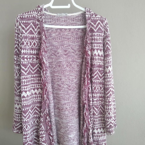 Bershka knitted cardigan like new, burgundy and white with hood
